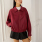 Faux Leather Zip Polo Jacket