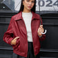 Faux Leather Zip Polo Jacket