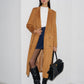 Suede Button Long Blazer