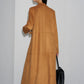 Suede Button Long Blazer