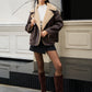 Fleecing Faux Leather Lapel Jacket