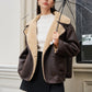 Fleecing Faux Leather Lapel Jacket