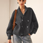 Ribbed Lapel Button Knit Outerwear