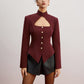 Cutout Slim Blazer With Shoulder Pads