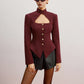 Cutout Slim Blazer With Shoulder Pads