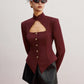 Cutout Slim Blazer With Shoulder Pads