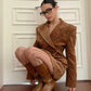 Button Cinched Long Blazer
