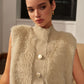 Mock Neck Button Fuzzy Vest