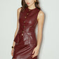 Metal-Button Faux Leather Skinny Vest