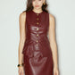 Metal-Button Faux Leather Skinny Vest