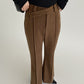 Plain High-Waist Piping Pants
