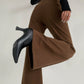 Plain High-Waist Piping Pants