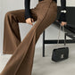 Plain High-Waist Piping Pants