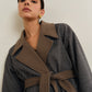 Versatile Contrast Collar Belted Wool Coat