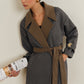 Versatile Contrast Collar Belted Wool Coat