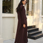 V-Neck Split Trench Coat With Scarf