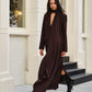 V-Neck Split Trench Coat With Scarf