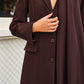 V-Neck Split Trench Coat With Scarf