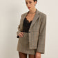 Checked Button Slit Blazer