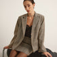 Checked Button Slit Blazer