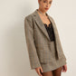 Checked Button Slit Blazer