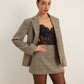 Checked Button Slit Blazer