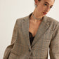 Checked Button Slit Blazer