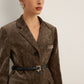 Velvet Button Blazer With Belt