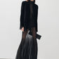 V-Neck Velvet Button Blazer
