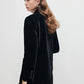 V-Neck Velvet Button Blazer