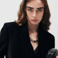 V-Neck Velvet Button Blazer
