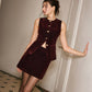 Metal-Button Velvet Cinched Vest