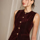 Metal-Button Velvet Cinched Vest