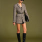 Chevron Tweed Belted Blazer