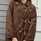 Velvet Button Bow Coat
