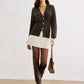 Wool-Blend Cinched Button Knit Outerwear