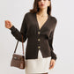 Wool-Blend Cinched Button Knit Outerwear