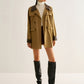 Contrast Binding Button Trench Coat