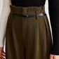 Slim-Belt Pleated Pants
