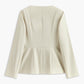 Crew Neck Camellia-Button Blazer