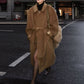 Button Belted Lapel Long Coat