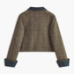 Color Block Checked Button Jacket