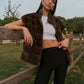Double-Sided Drawstring Zipper Minky Vest