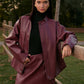 Stand Collar Faux Leather Zipper Jacket