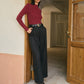 Mid-Waist Tweed Pants Without Belt