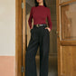 Mid-Waist Tweed Pants Without Belt