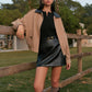 Contrast Collar Zipper Jacket