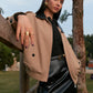 Contrast Collar Zipper Jacket