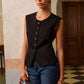 Round Neck Split Button Vest