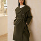 Large Collar Belted Tweed Coat